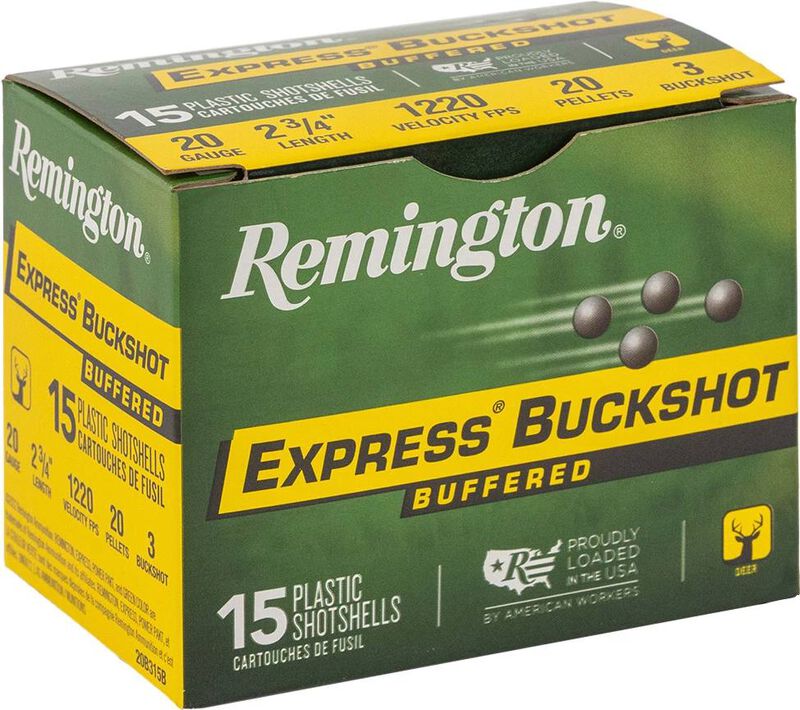 Express Buckshot, 20 Gauge, 3 Buck Shot, 2-3/4 in, 1220 fps